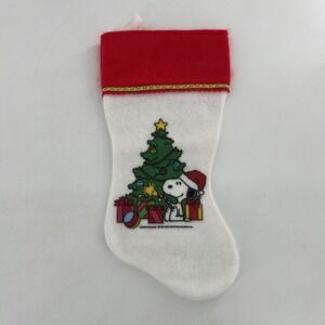 Vintage Felt Peanuts Christmas Stocking Snoopy Woodstock Christmas Tree Presents